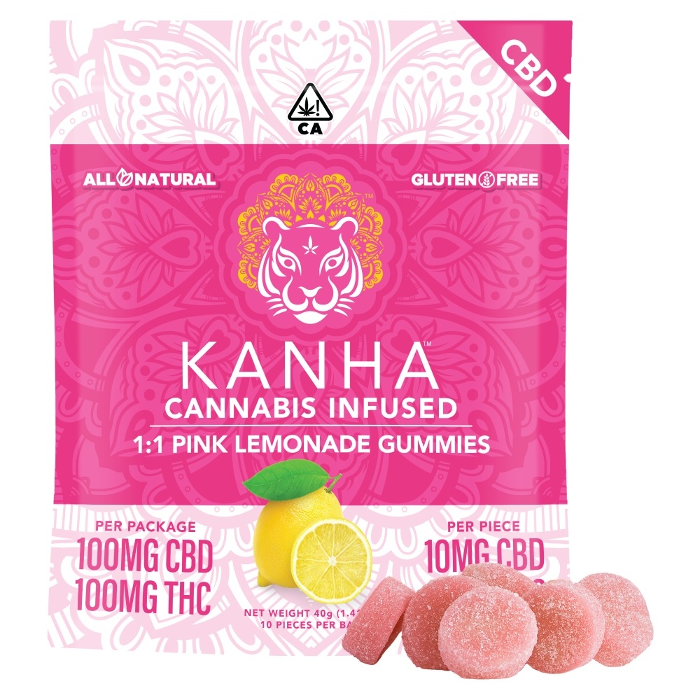 edible produced by KANHA 1:1 Pink Lemonade [10pk] (100mg CBD/100mg THC)