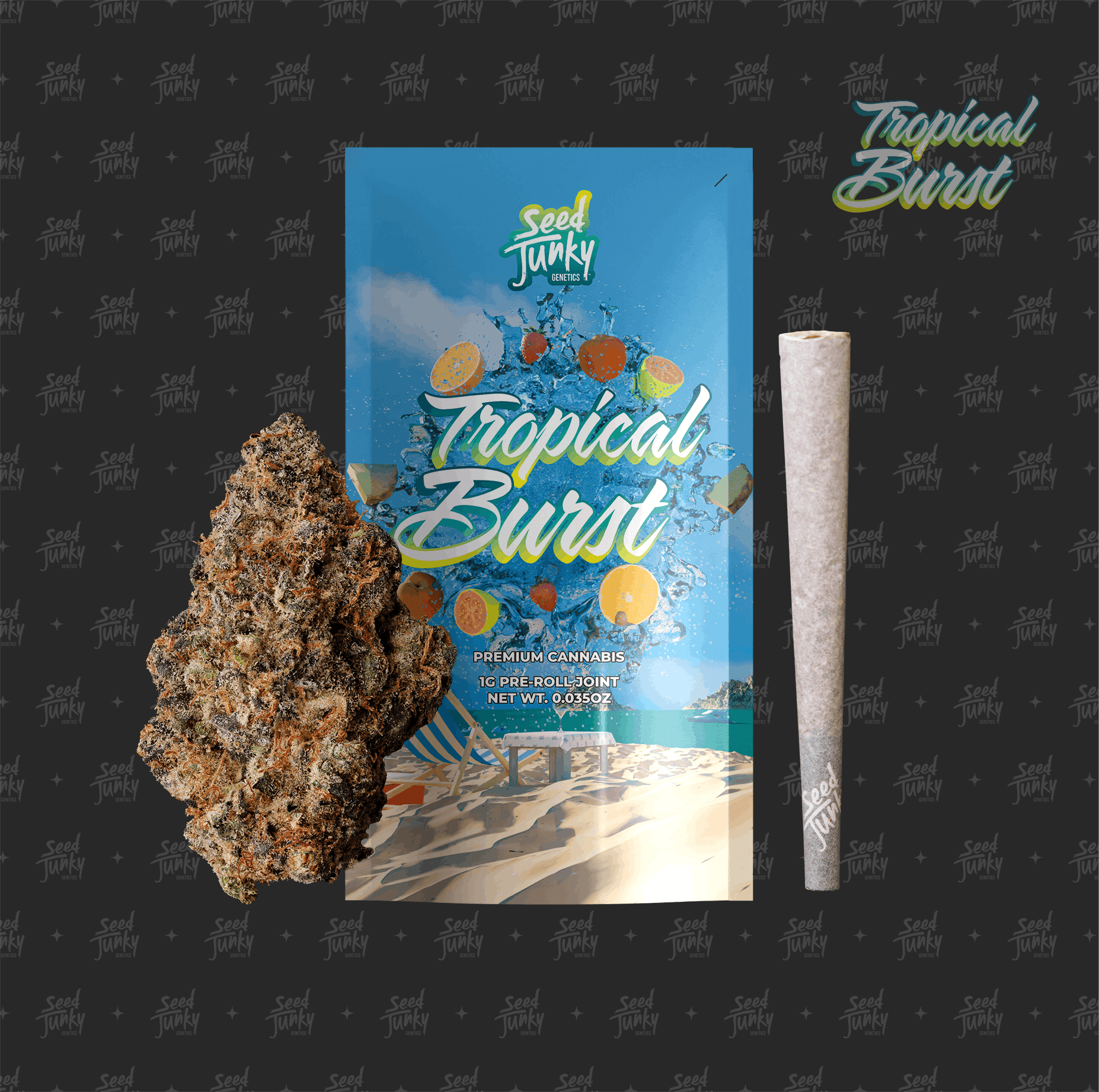 pre-roll produced by Seed Junky Genetics Tropical Burst [1g]