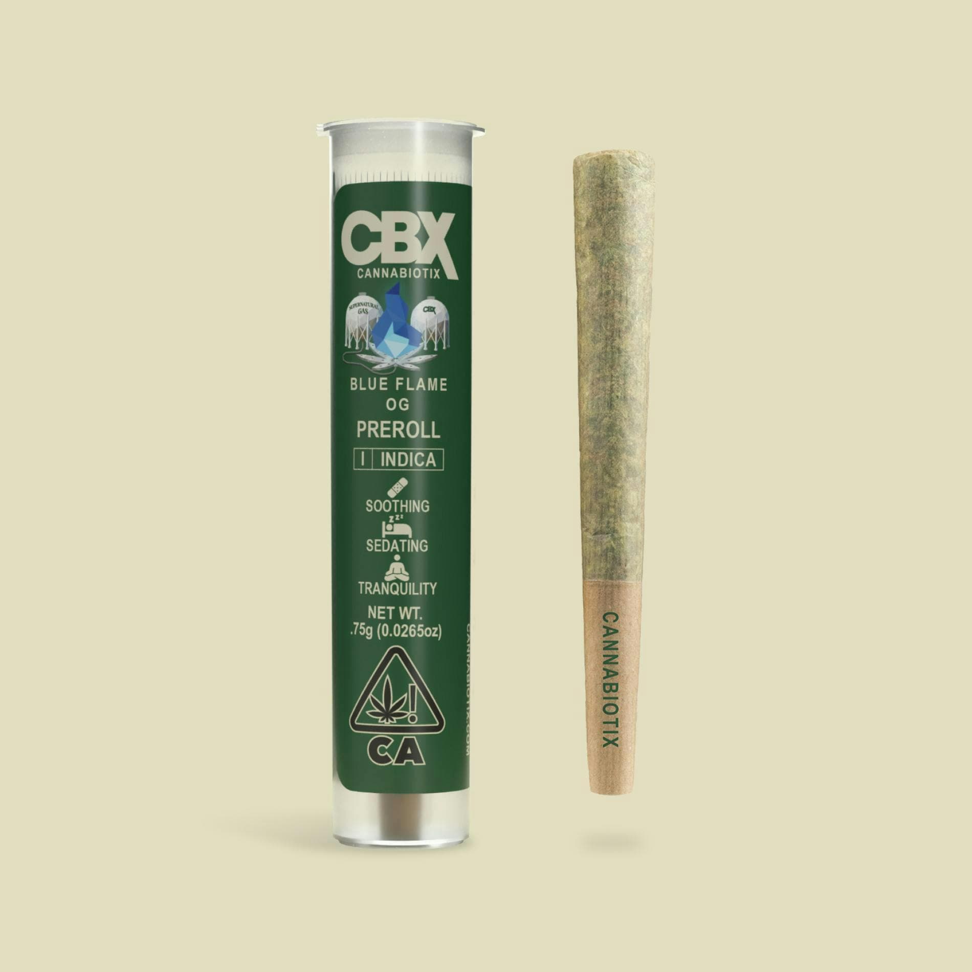 pre-roll produced by CBX Cannabiotix Blue Flame OG [.75g]