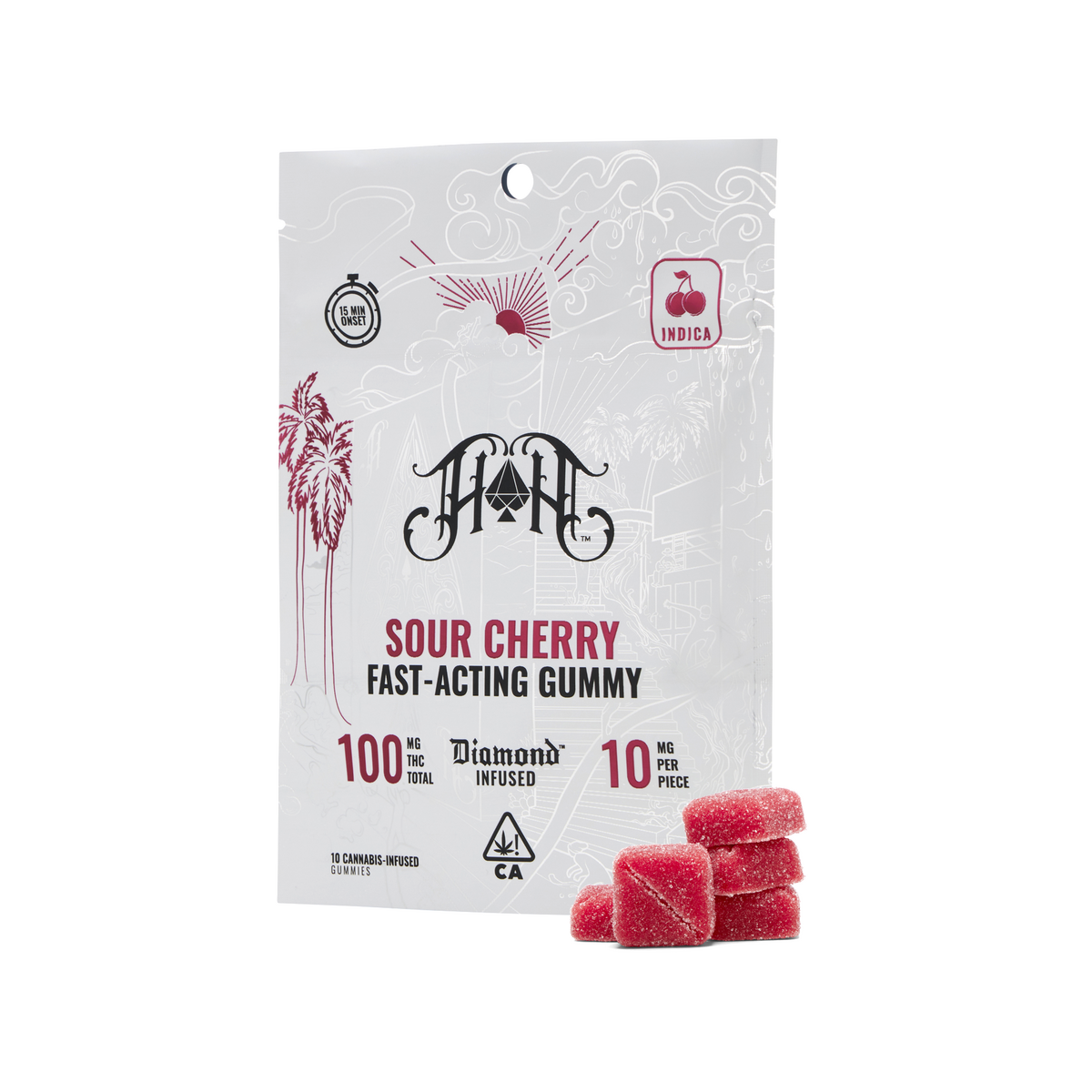 Sour Cherry | Indica - Fast-Acting Gummies - 100mg THC